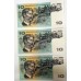 AUSTRALIA 1966 . TEN 10 DOLLAR BANKNOTE . COOMBS/WILSON . CONSECUTIVE FIVE . FIRST PREFIX SAA